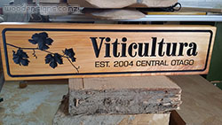 Carved wood Viticulturea sign 60cm x 15cm x 5cm