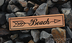beach sign with arrow macrocarpa 500 x 140